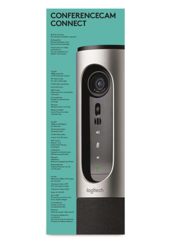 Веб-камера для видеоконференций Logitech CONNECT, со встроенным устройством громкой связи, поддержка Bluetooth и NFC, пульт ДУ (M/N: VR0013)
