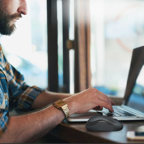 Мышь беспроводная Logitech M220 Silent Charcoal ofl (черная, оптическая, 1000dpi, 2.4 GHz/USB-ресивер, бесшумная) (M/N: MR0085 / C-U0010)