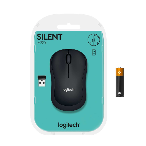 Мышь беспроводная Logitech M220 Silent Charcoal ofl (черная, оптическая, 1000dpi, 2.4 GHz/USB-ресивер, бесшумная) (M/N: MR0085 / C-U0010)