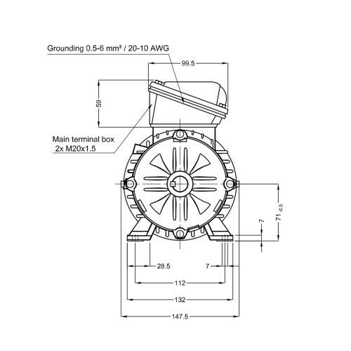 Асинхронный электродвигатель WEG 17928428 WGOST-L71 0.75 кВт 4P B3T 220/380 В 50 Гц