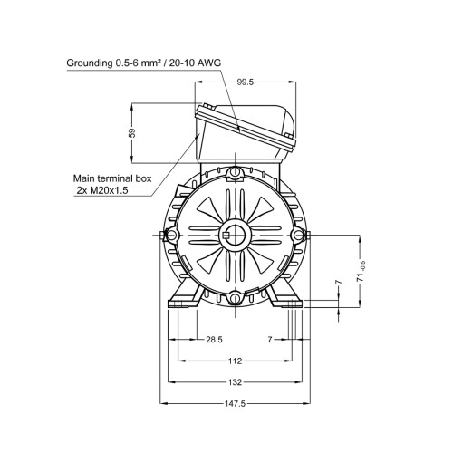 Асинхронный электродвигатель WEG 17928295 WGOST-L71 1.1 кВт 2P B3T 220/380 В 50 Гц