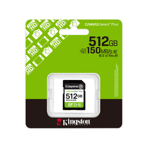 Карта памяти Kingston SDS3/512GB Canvas Select Plus C10 UHS-I U3 V30 512GB